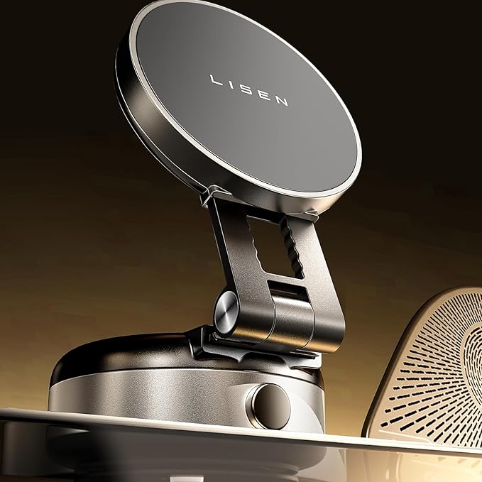 LISEN for iPhone 17 Portable Electric Vacuum Suction Phone Holder for Car MagSafe, Magnetic Phone Holder for Car Suction Cup Phone Mount Foldable for iPhone 17 Pro Max Air /16/15/14/13/12 Kits