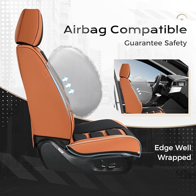Coverado Car Seat Covers Full Set, Seat Covers for Cars, Front Seat Covers and Back Seat Cover Waterproof Leather Automotive Seat Cover, Universal Car Interior Protectors Cushion for Most Cars