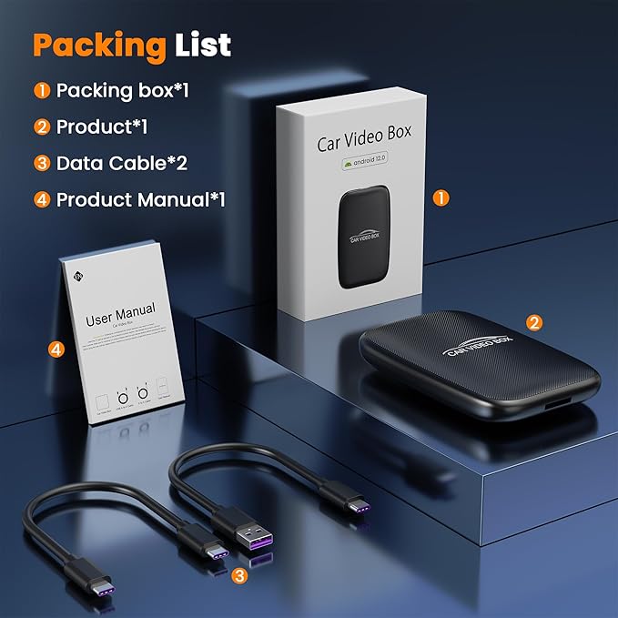 2026 Upgraded 3-in-1 Wireless CarPlay & Android Auto Adapter, Convert Wired to Wireless with USB-A/USB-C Cables, AI Box CarPlay Supports Netflix/YouTube/TF Playback for iPhone
