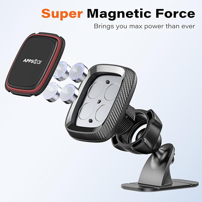 APPS2Car Magnetic Phone Holder for Car, Dashboard Magnetic Car Mount, 360° Rotation Magnet Phone Mount with Strong VHB Adhesive, for All Cell Phones