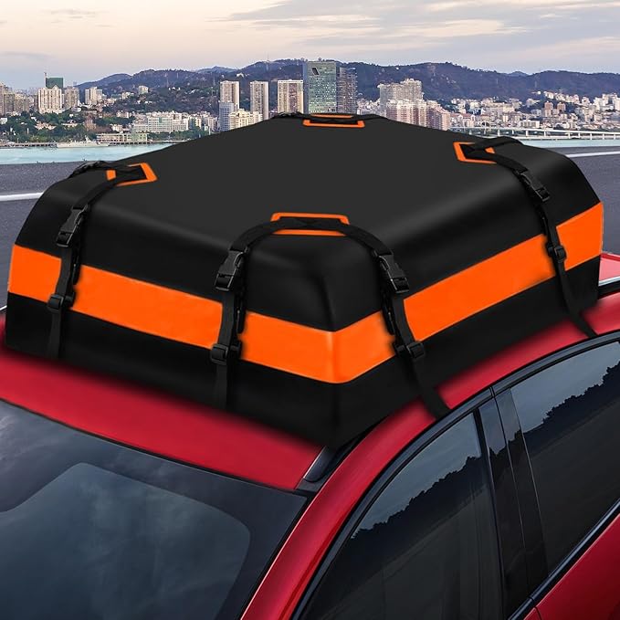 Waterproof Rooftop Cargo Bag, 21 Cubic Feet Heavy Duty Travel Car Roof Storage Bag with Anti-Slip Mat, Foldable Luggage Carrier for SUV Sedan Truck, Ideal for Road Trips Vacations Black