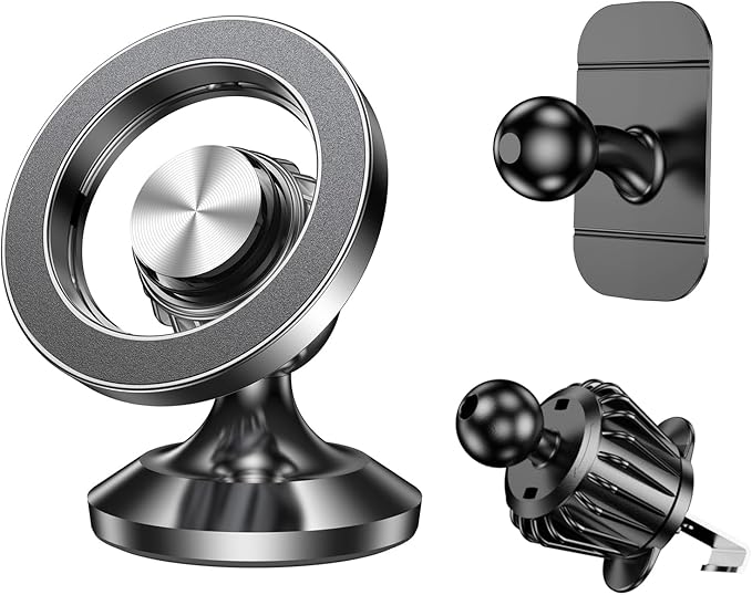 Romuto for MagSafe Car Mount【2800gf Strongest Magnetic】Magnetic Phone Holder for Car Dash【360° Adjustable】3 IN 1 Car Phone Holder Mount Magnetic Car Mount for iPhone 17 Pro Max Air 16 15 Magsafe Case