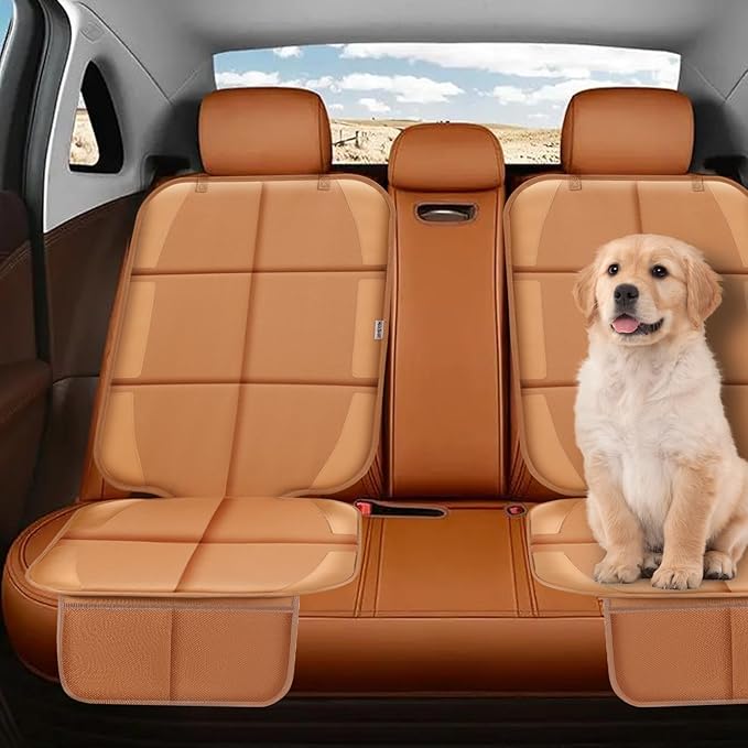 Meolsaek Car Seat Protector for Child Car Seat, Durable 600D Fabric Waterproof Car Seat Cover with Thick Pad Non-Slip Backing，No Imprints (Tan-1 pc)
