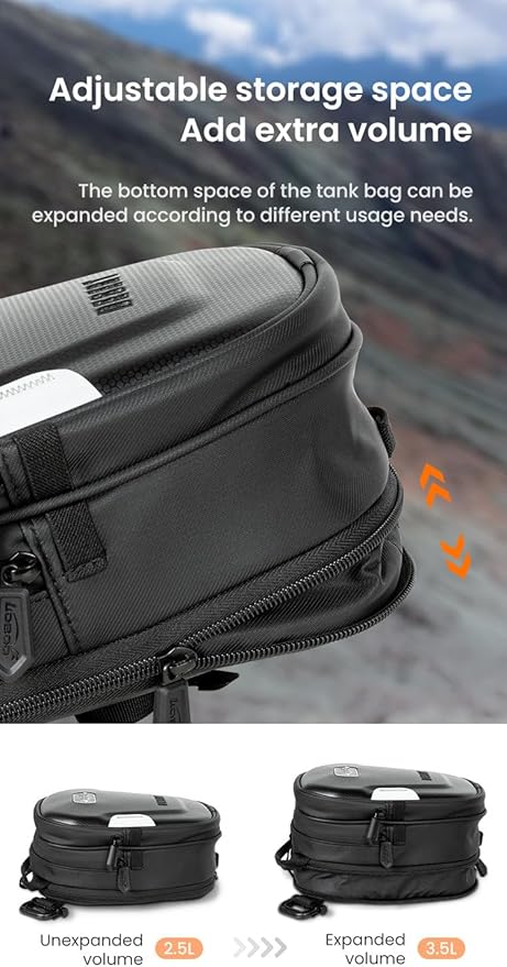 Loboo Motorcycle Tank Bag Expandable Motorcycle Bag, Magnetic Suction Quick Release ，Compatible With CFMOTO 400GT 450SR 450NK 650 GT 700CL-X 800MT 800NK