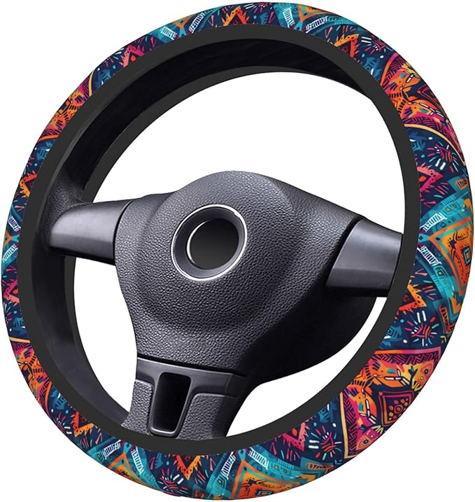 Car Steering Wheel Cover,Dark Boho Universal Non Slip Wheel Protector 15 Inch Elastic Car Accessories for Men Women