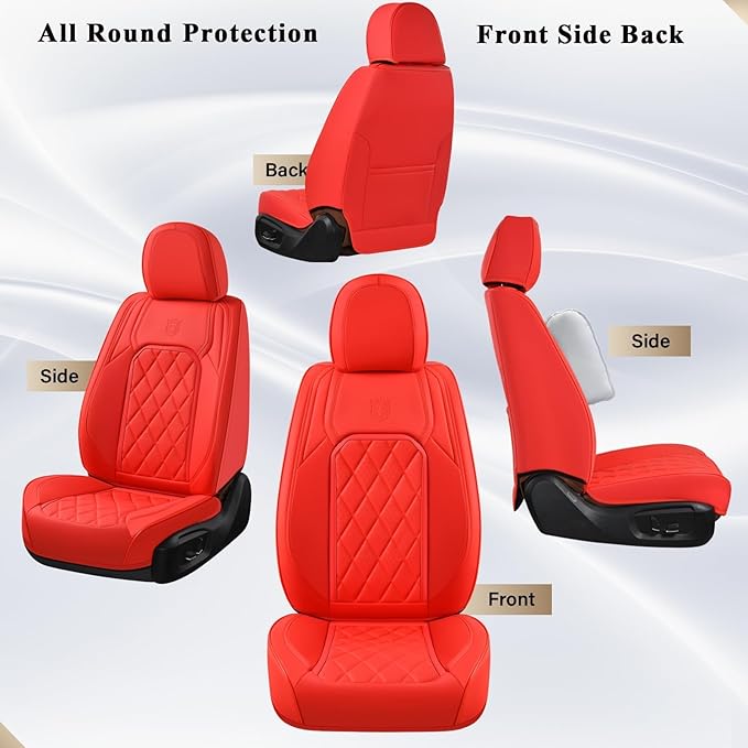 Coverado Leather Seat Covers, Car Seat Cover Front Seats, Waterproof Seat Covers, Luxury Faux Leather Car Seat Protectors, Red Car Seat Cover, Automotive Seat Covers Universal Fit for Most Cars