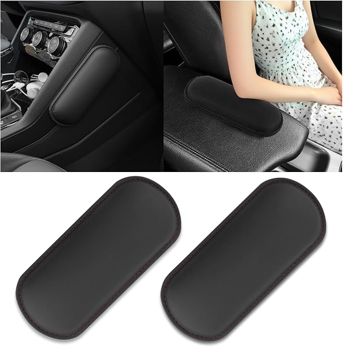 2PCS Leather Car Door Armrest Pad with Memory Foam,Comfort Car Elbow Rest Pad for Soothing Sore Elbows & Knees,Self-Stick Car Arm Rest Cover Pad Fit for Doors/Armrests Boxes (Black)