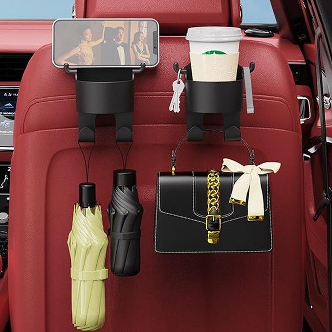 Multifunctional Car Seat Hook & Backseat Cup Holder, 3 in 1, Type-A 4PCS