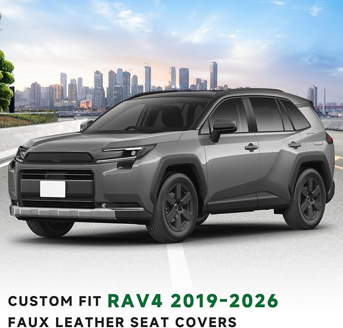 GIANT PANDA Rav4 Seat Covers Custom Fit for Toyota Rav4 2019 2020 2021 2022 2023 2024 2026 Hybrid&Gas(LE SE XLE XSE Limited Premium) No-Removal Seat Design,Installation-Friendly,Faux Leather