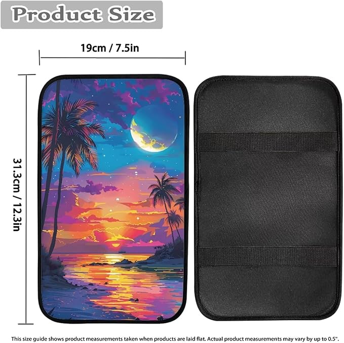 Moon Palm Armrest Pad Cover for Cars Arm Rest Cushion Pads Car Center Console Cushion Non Slip Car Accessories Car Xmas Decoration