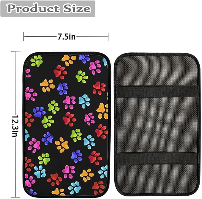 JoyLamoria Cute Footprint Car Armrest Cover Automotive Armrest Pad Cute Car Interior Decor