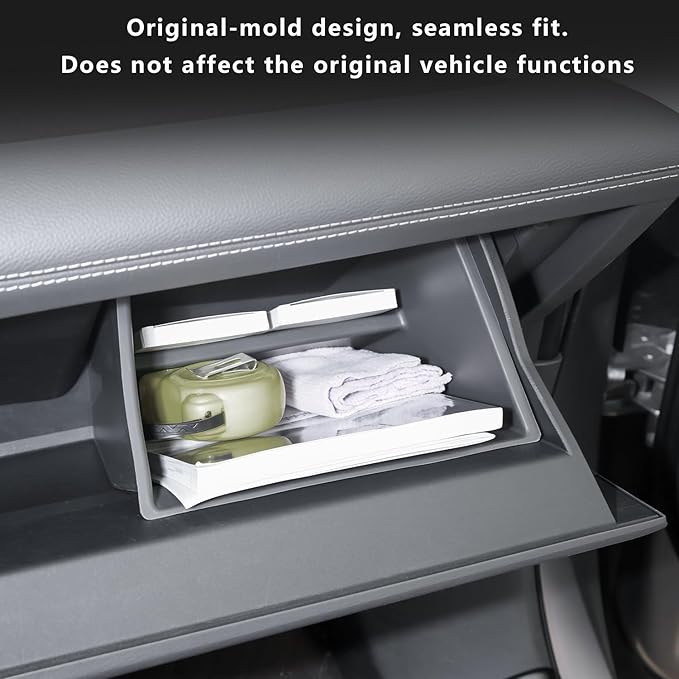Glove Box Organizer for Toyota Sienna 2021-2026 Silicone Passenger Side Storage Box Increase Storage Space for Sienna Accessories Center Console(Gray)