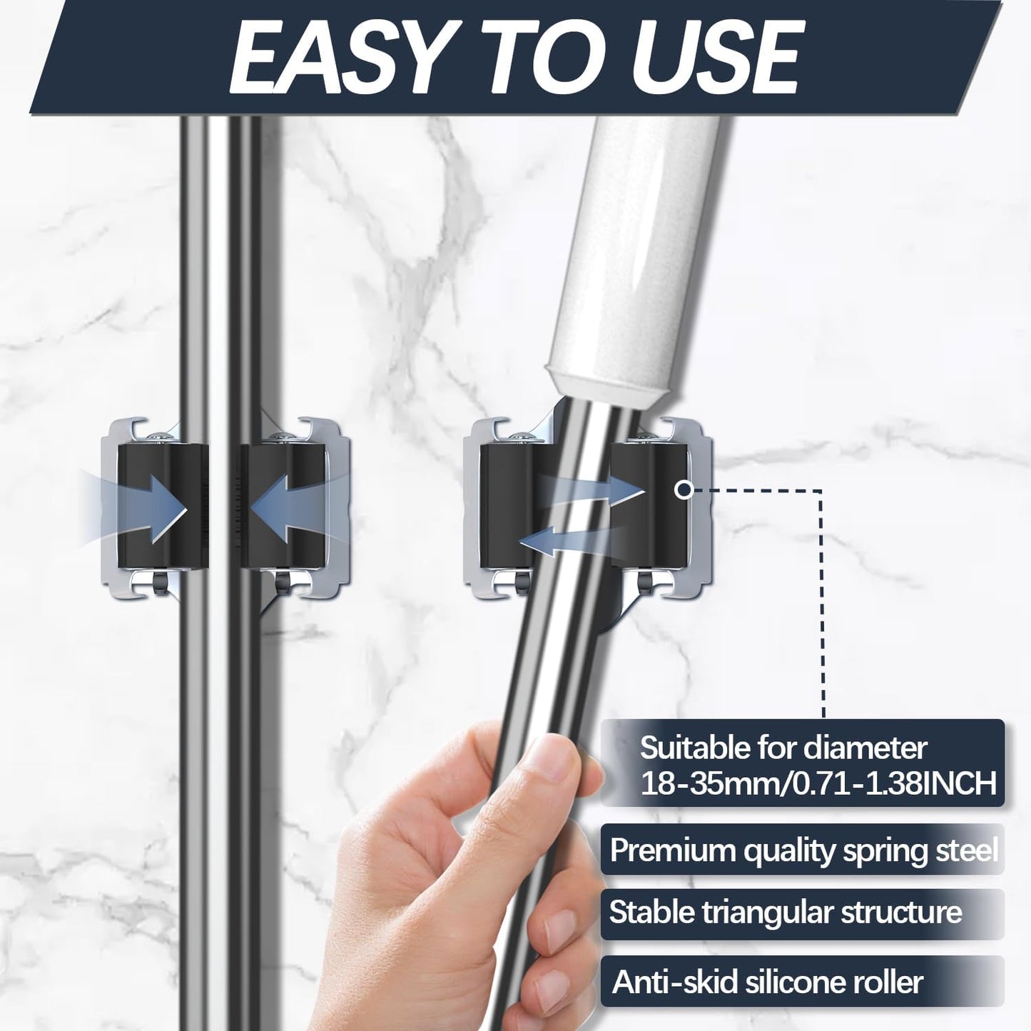 3-H Mop and Broom Holder Big Size Hanging 1 KG Extra,15 Pack Broom Hanger Wall Mount for Hanging and Organizing Shove Rake Yard Tools in Shed Kitchen Laundry Room Bathroom Garden(black)