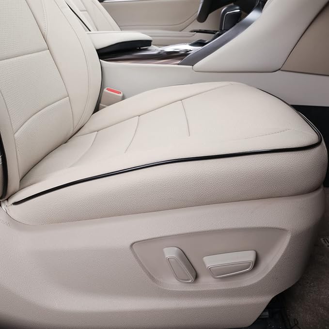 EKR Camry Car Seat Covers for Toyota Camry 2018 2019 2020 2021 2022 2023 2024 Hybrid XLE,Hybrid XSEWaterproof Leather Car Seat Cover Full Set for Trucks SUV-Faux Leather (Beige)