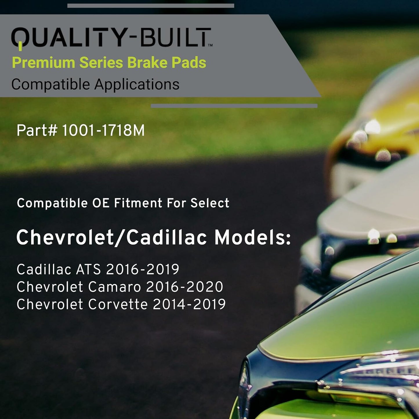 Premium Semi-Metallic Rear Brake Pads (1001-1718M) Compatible with Cadillac ATS 2016-2019, Chevrolet Camaro 2016-2020, Chevrolet Corvette 2014-2019