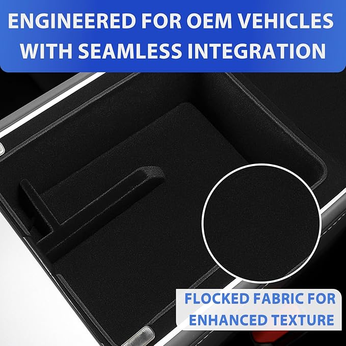 Center Console Organizer for Tesla Model Y 2024-2021 Accessories Storage Organizer SetIncludes for Model 3 2023-2017 Center Console Box, Armrest Box, Cup Holder,2 Seat Back Hook