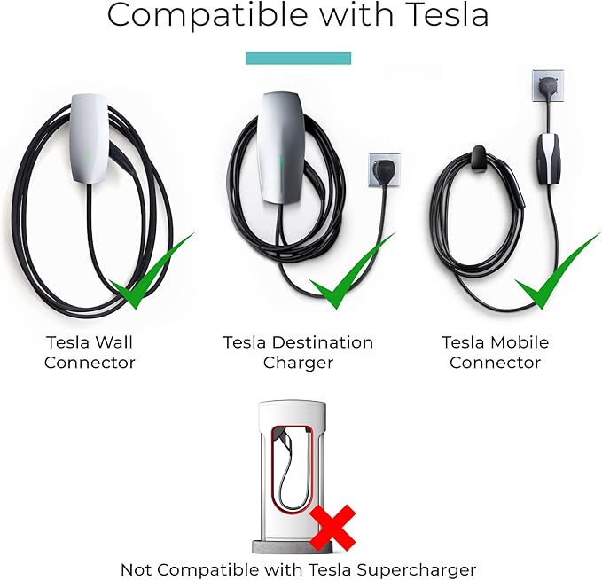 Lectron Tesla to J1772 EV Charging Adapter – NACS Converter, 48 Amp & 240V, Compatible with Tesla High Powered Connectors, Destination Chargers & Mobile Connectors for J1772 Electric Vehicles