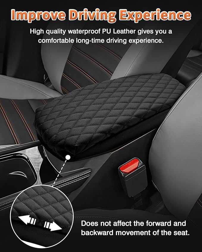 Shademax Center Console Cover for Nissan Kicks S SV SR 2025 2026 Accessories, Kicks Armrest Cover Center Console Cushion Pad Leather Middle Console Arm Rest Seat Box Lids Protector