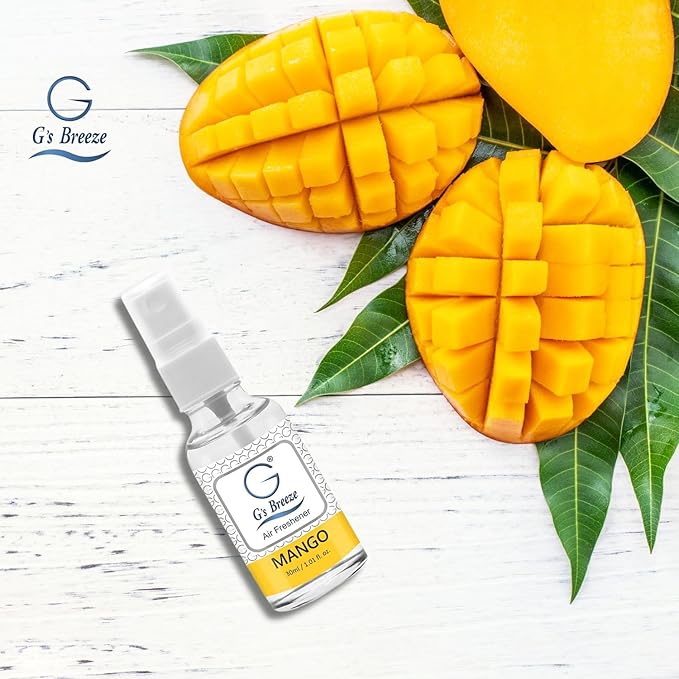 G's Breeze Mango Air Freshener - Fruity Essence Aroma for Home, Car, or Office - Long-Lasting Tropical Scent of Ripe Mangoes for a Refreshing, Energizing Atmosphere