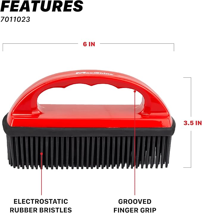 Maxshine Universal Car Carpet Lint & Hair Removal Brush - Electrostatic Rubber Bristles - Efficiently Removes Pet Hair from Dogs, Cats & Other from Interiors & Carpets - Easy-to-Clean