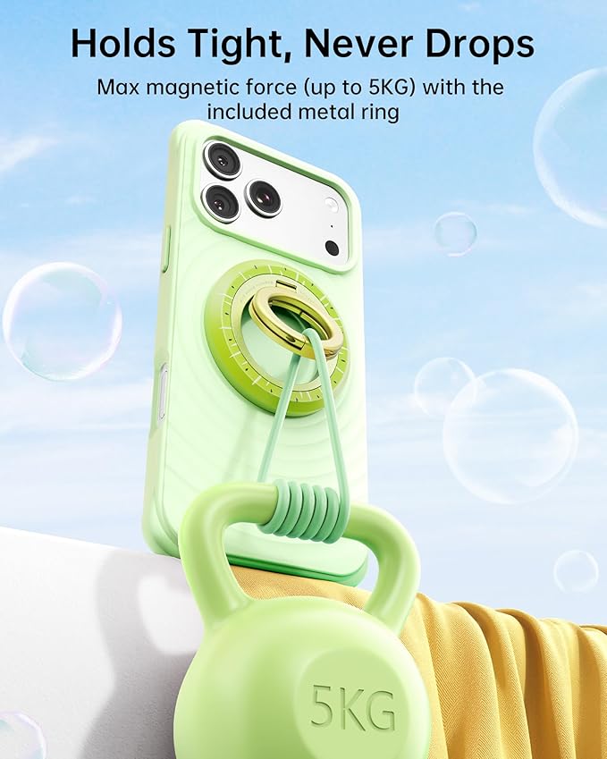 SYNCWIRE Magnetic Phone Ring Holder for MagSafe, 360° Rotation Dual Sided Magnet Grip Cell Phone Ring Stand Finger Kickstand Compatible with iPhone 17 16 15 14 13 12 Pro Max fits MagSafe