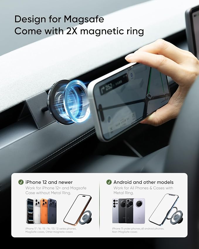 Magnetic Phone Mount for Tesla Model 3 2024+(Highland) - Strong MagSafe Car Phone Mount, Specifically for Center Vent Position Phone Holder,No Damage Installation & Interior Protection