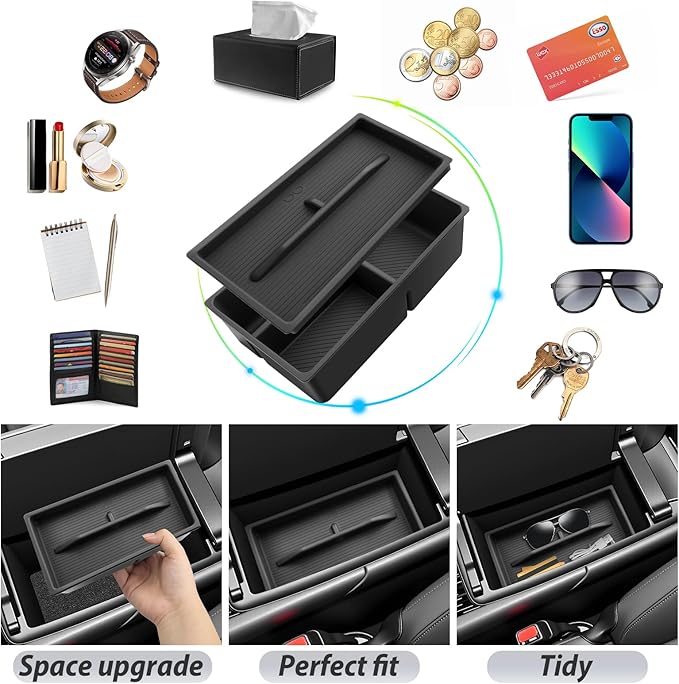 SKTU 2-Pack 2023 2024 2025 2026 Lexu s RX350 Center Console Organizer for 2023-2026 Lexu s RX350/RX450h/RX500h Console Tray 2023 2024 2025 2026 RX350 Accessories with Sunglasses Holder [Double Layers]