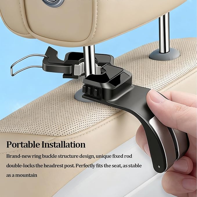 SWPHRT Car Seat Headrest Hook, Multifunctional Vehicle Backseat Storage Hanger for Purse Handbag Hat, Automotive Seat Back Bag Groceries Holder Hook, Universal for Truck SUV Sedan (Black)
