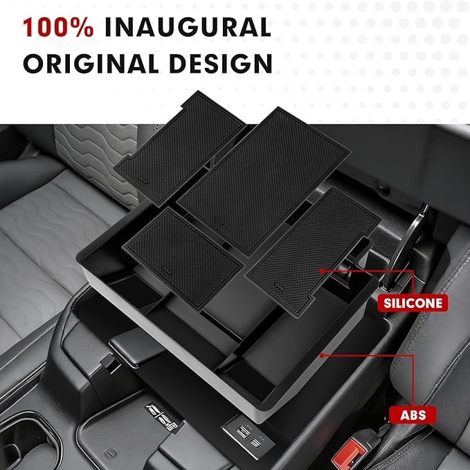 Autorder Center Console Organizer for 2022-2026 Chevy Silverado&GMC Sierra 1500/2024-2026 Silverado&Sierra 2500HD/3500HD Accessories Armrest Storage Box - Full Console w/Bucket Seats Only