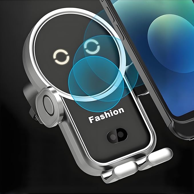 Cell phone holder wireless car charger,15W Auto Clamping Phone holders for your car fit for iPhone 16 15 14 13 12 Mini Pro Max 11 XR, Samsung Galaxy S24 Ultra S23 S22 S21+ Note 20 (Silver)