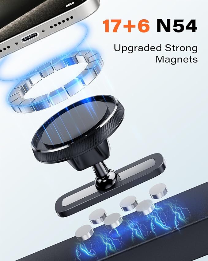 APPS2Car Magnetic Phone Holder for Gym, Alloy Base & Ball Joint, Attach to Metal Surfaces, Dual Magnetic Phone Mount for MagSafe iPhone 12-17 Series