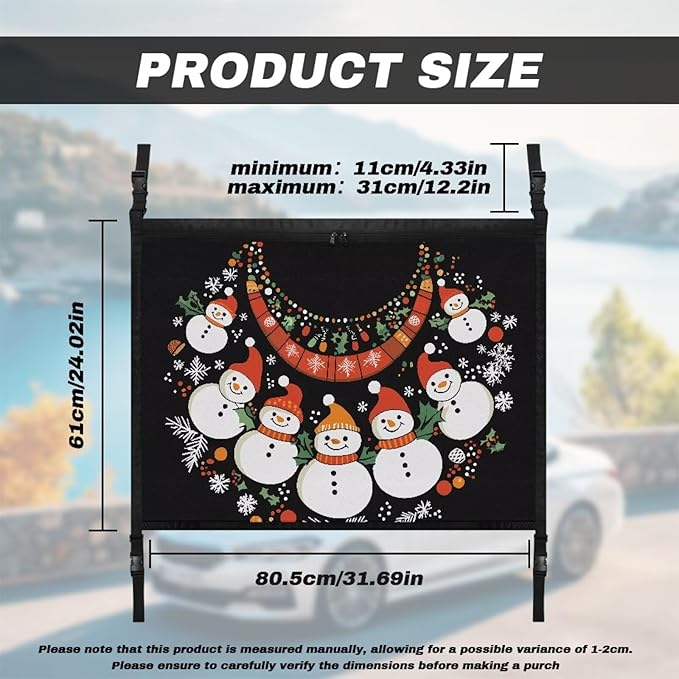 Generic Christmas Necklace Snowman Car Storage Mesh Organizer Ceiling Cargo Net Double-Layer Adjustable Zipper Truck SUVs Travel Road Trip Essentials Interior Organizer Christmas Decor Gifts