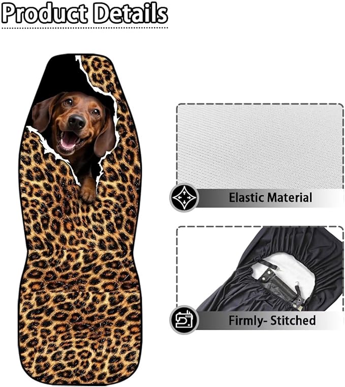 BIGCARJOB Leopard Print Car Seat Cover Full Set Universal Car Interior Accessories Set Car Front Seat Covers Auto Interior Seat Protector Saddle Blanket for Women