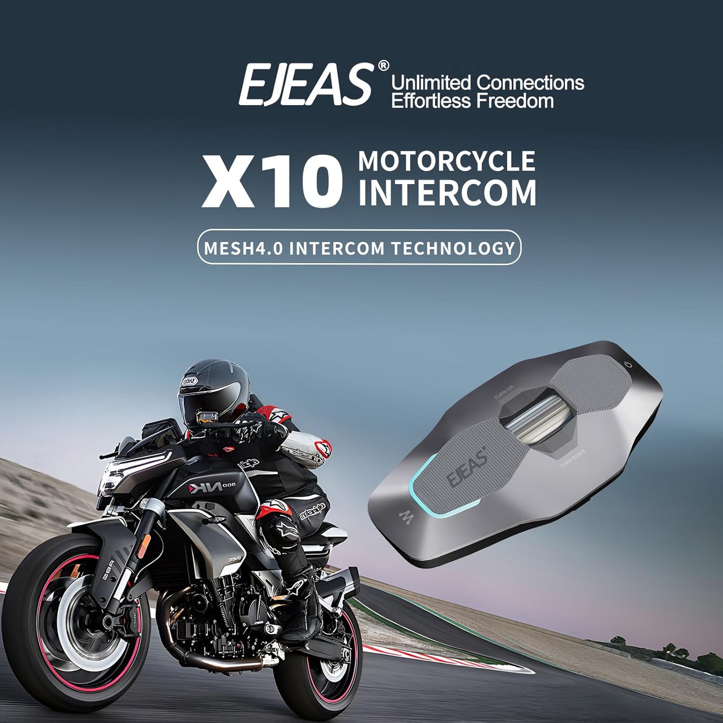 SolaMr X10 Motorcycle Helmet Bluetooth Headset Speakers Headphone, Ski Helmet Intercom Integrated Mesh Communication System Support 10 Riders with Bluetooth 5.1, Noise Cancellation, Music Share, Green