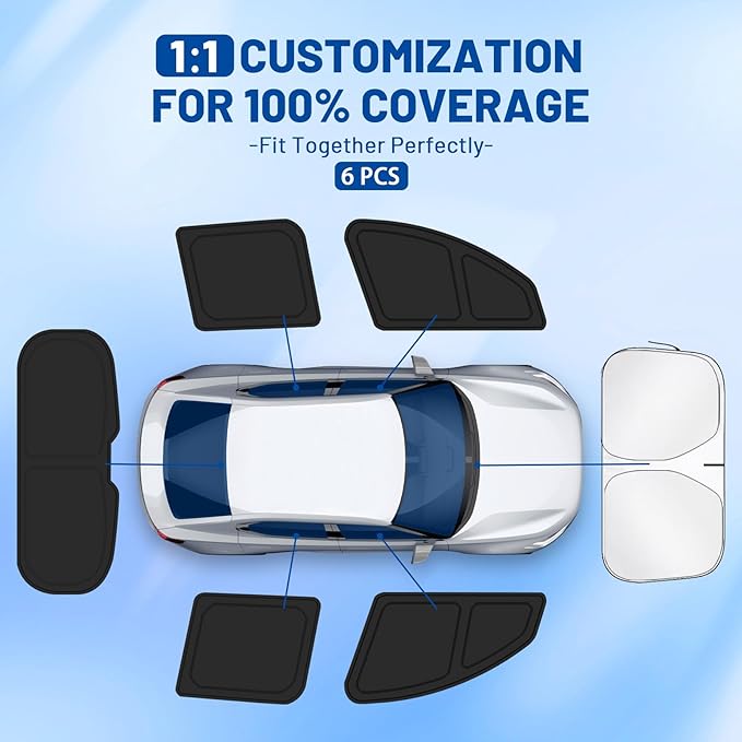 Car Window Shades Intended for Dodge RAM 2500 2016-2026, Privacy Window Covers 6PCS for Side, Rear & Windshield, Car Shield Sunshade for Privacy Protection, Heat Blocking, Camping and Parking