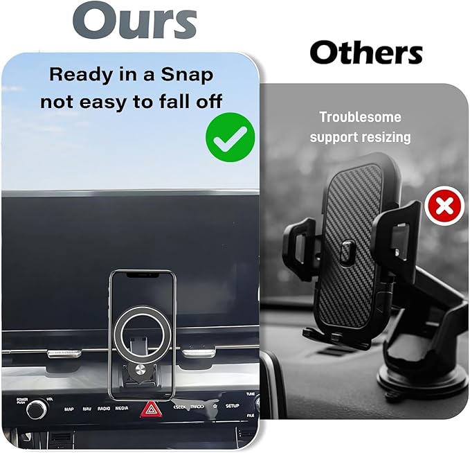Car Phone Holder for Kia Carnival 2022 2023 Accessories Compatible with MagSafe Hands-Free 360 Degree Rotation Adjustable Cell Phone Mount Does Not Affect Air Vent