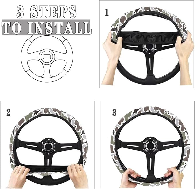 SEANATIVE Duck Hunting Auto Steering Wheel Protector Car Steering Wheel Cover Anti-Slip Universal 15" Vehicle Accessory All Weather Protection