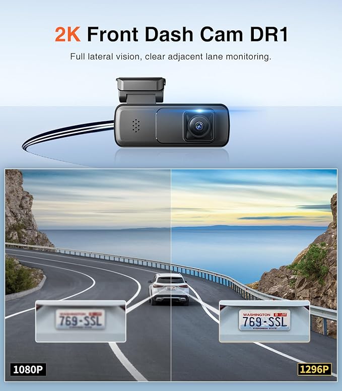AINAVI Front Dashcam for Cars, Mini 2K Dash Camera, Dash Cam Built-in WiFi Wireless with APP Control, Hidden-Style Single Car Camera/WDR/Night Vision/G-Sensor/24H ParkingMode