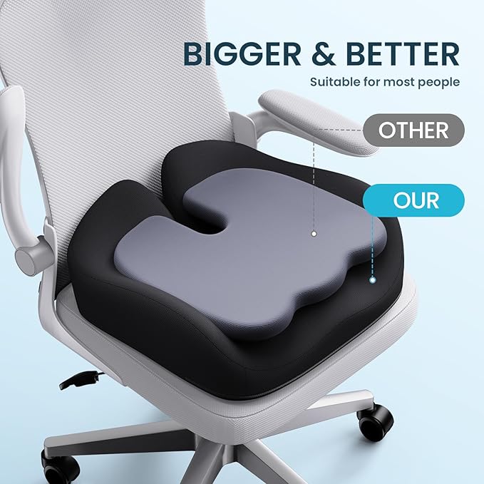 Benazcap Memory Foam Seat Cushion for Office Chair, Ergonomic Chair Cushions for Tailbone Pain Relief, Sciatica & Back Support, Office Chair Cushion & Car Seat Cushion