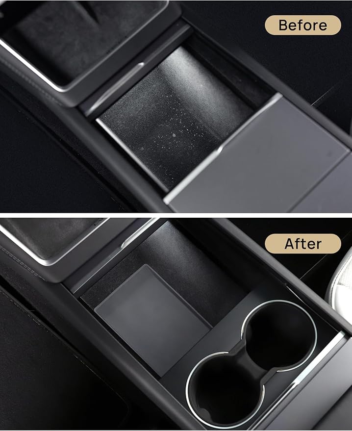 TPARTS Center Console Armrest Bottom Pad for Tesla Model Y Juniper 2026 2025, Full Coverage Silicone Storage Mat Organizer Tray Refresh Interior Accessories (Premium/Performance)