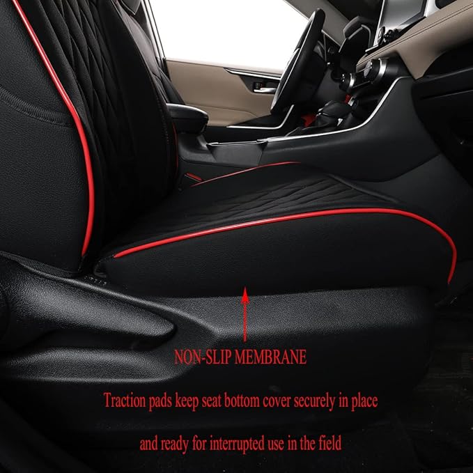 EKR Rav4 Seat Covers Custom Fit for Toyota Rav4 (Hybrid) LE/XLE Premium 2026, Leather Car Seat Cover Full Set for SUV,Faux Leather(Black with Red Piping)
