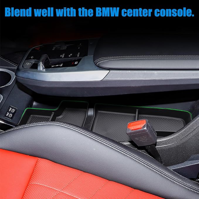Jaronx Compatible with BMW X1 Center Console Organizer Tray 2023 2024 2025 2026 U11, 2PCS Lower Console Organizer Tray, TPE Storage Box for 2023-2026 BMW X1 Accessories
