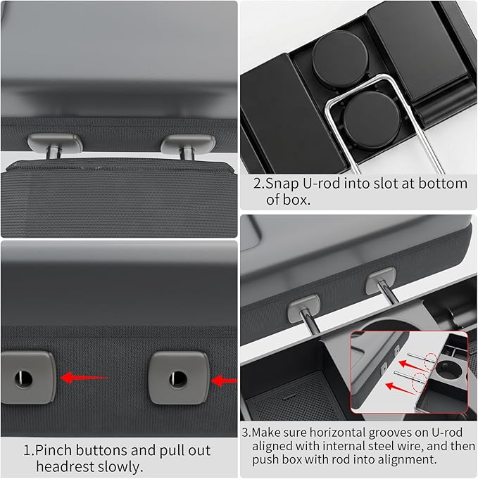 Front Center Seat Headrest Organizer Compatible with 2011-2026 Ford F150 F250 F350 F450 F550 F650 Cup Holder Coin Container Storage Box with Silicone Pads Accessories (Jump Seat Console Only)