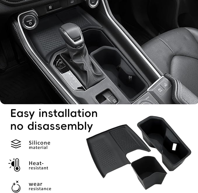 Auovo Charging Mat Compatible with 2025 Toyota Grand Highlander Accessories 2024-2026 Grand Highlander Car Cup Holder Insert & Non-Slip Silicone Charging Protective Mat Pad