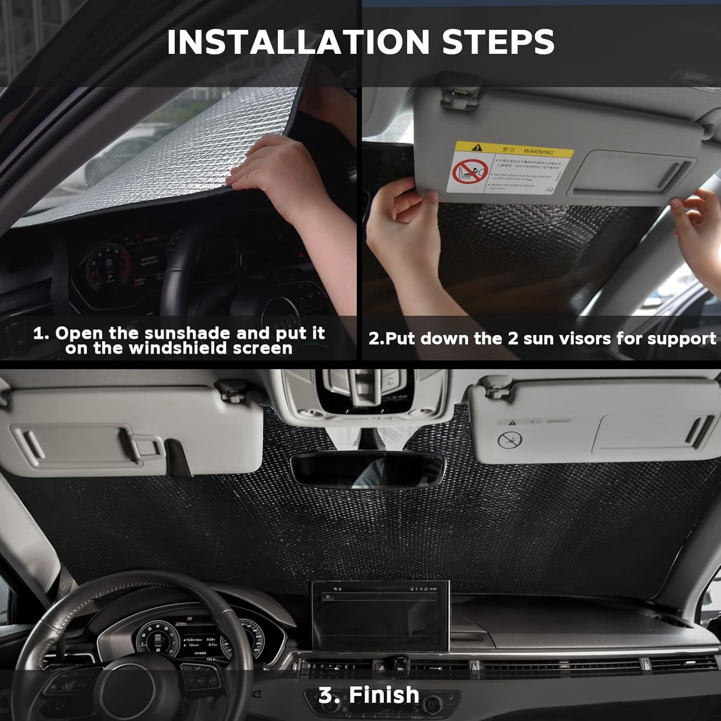 Windshield Sun Shade for Ford Ranger 2019-2025 - 5-Layer Bubble Foldable Front Window Shade Sun Visor Accessories - Blocks Heat & UV Rays