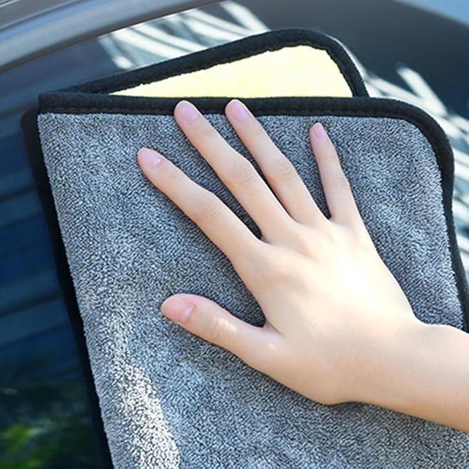 GALPADA 4pcs 30x40cm Dual-Tone Plush Fleece Car Wash Towels, Ultra Absorbent Microfiber Cleaning Cloths for Auto Detailing and Interior Care Random Color