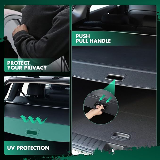 Cargo Cover for 2018-2023 Fit for Volkswagen Tiguan 1.4L 2018-2023 Fit for Volkswagen Tiguan 2.0L Retractable Rear Trunk Cargo Shade Luggage Security Cover Shielding Waterproof