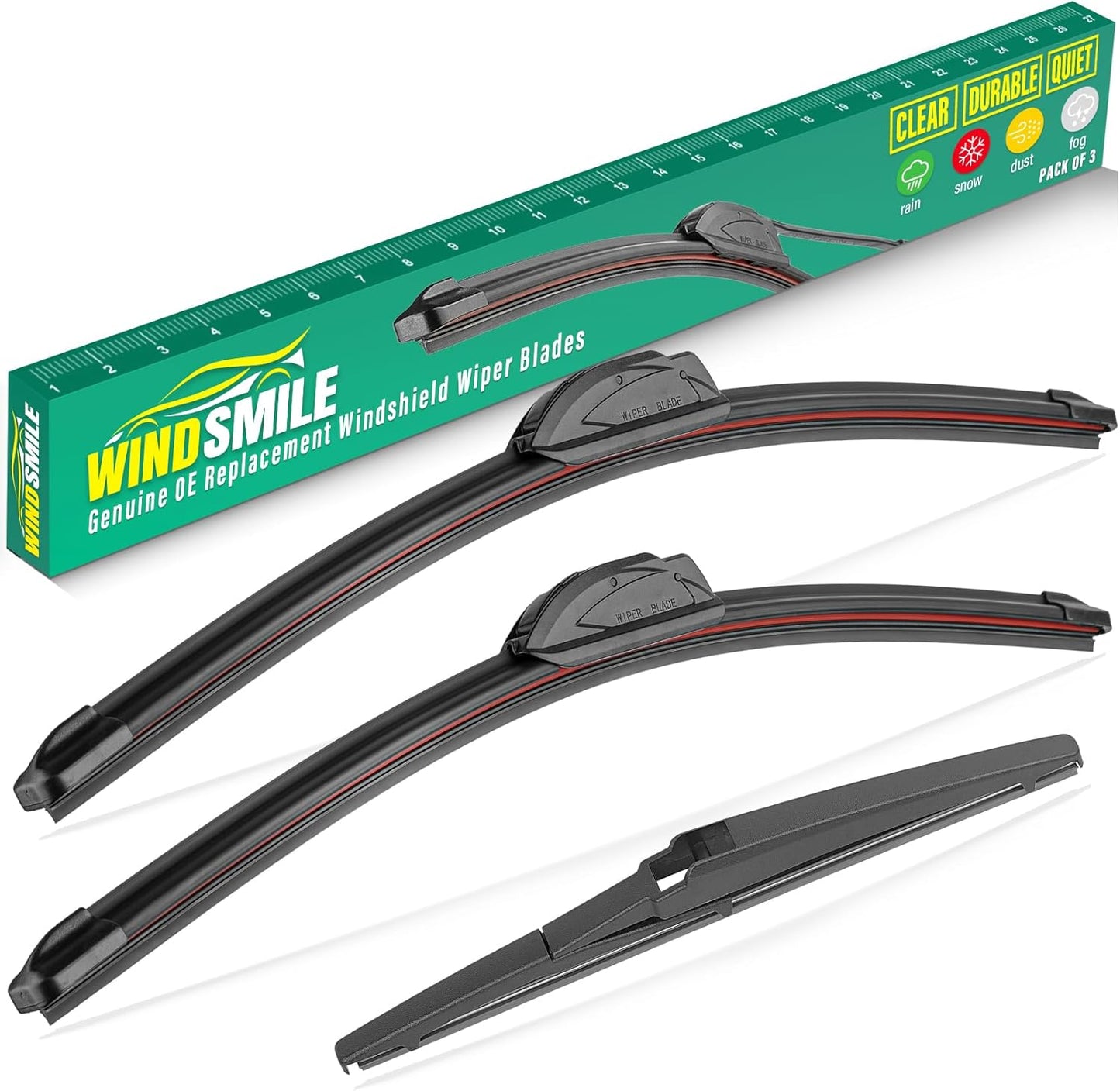 26" 20" 12" Windshield Wiper Blades Replacement for Hyundai Palisade 2020 2021 2022 2023 2024 2025 Premium All Weather Front Rear Wipers Set - OEM Quality (Pack of 3)