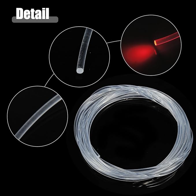 ACROPIX 3.5mm 0.14" 5m 16.40ft Universal Glow Optic Fiber Cable Car Light Decoration Clear - Pack of 1