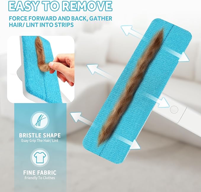 2-in-1 Pet Hair Remover Roller & Brush - Furniture Carpet Rake and Silicone Pet Grooming Brush with Extendable Handle, Adhesive Hook for Easy Storage | Dog Cat Hair Removal Tool for Home Car Cleaning